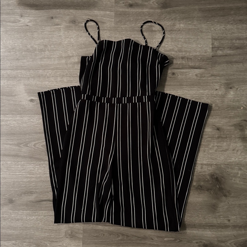 Mindcode Striped Open Back Wide Leg Jumper